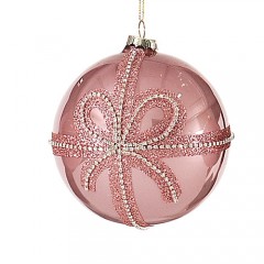 Γυάλινη μπάλα με σμάλτο σε ροζ χρώμα 12cm